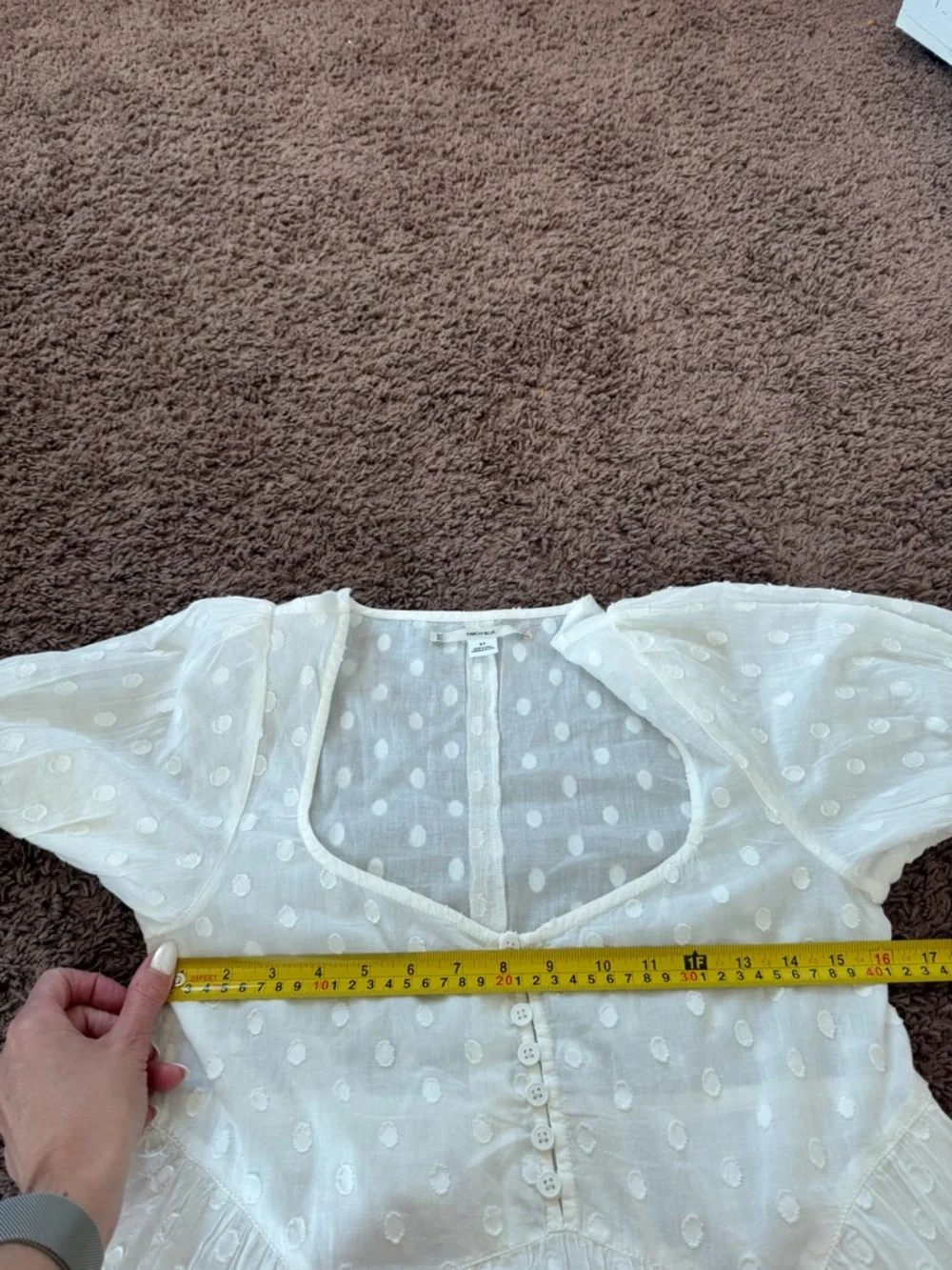 Kimchi Blue White Polka Dot Babydoll Mini Dress Puff Sleeve Urban Outfitters S - Picture 10 of 10